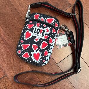 NEW Brighton Hearts a Flutter Black Red Crossbody Purse Bag